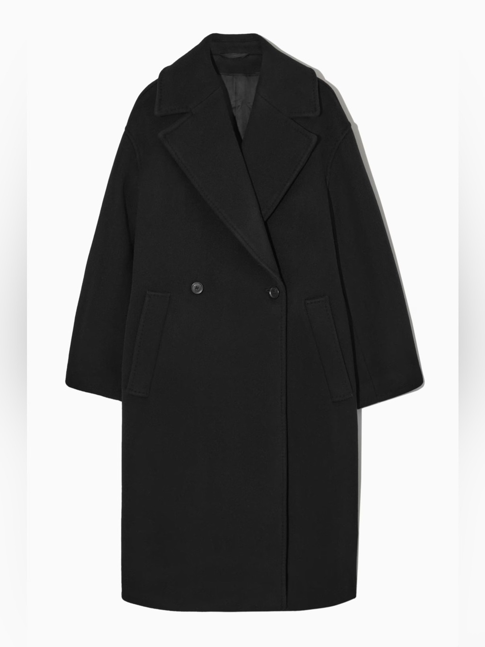 COS black oversized wool-blend coat